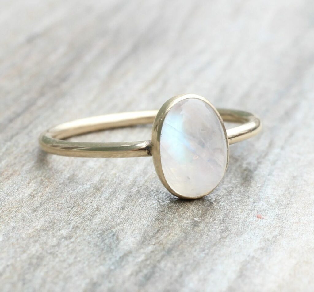 Rainbow Moonstone ring for Cancer zodiac